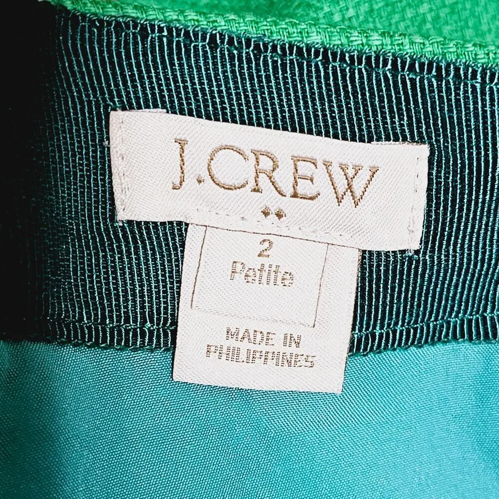 J.Crew Pencil Skirt Women's Size 2P Green Floral Cotton Office Career Cocktail